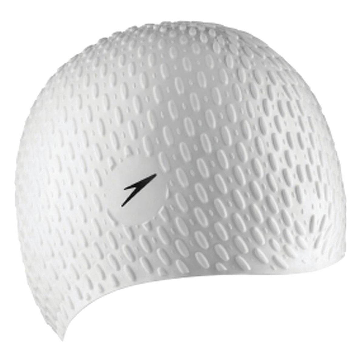 Speedo Bubble Swim Cap White Adult Silicone Swimming Cap with Bubble Texture Chlorine Hair Protection
