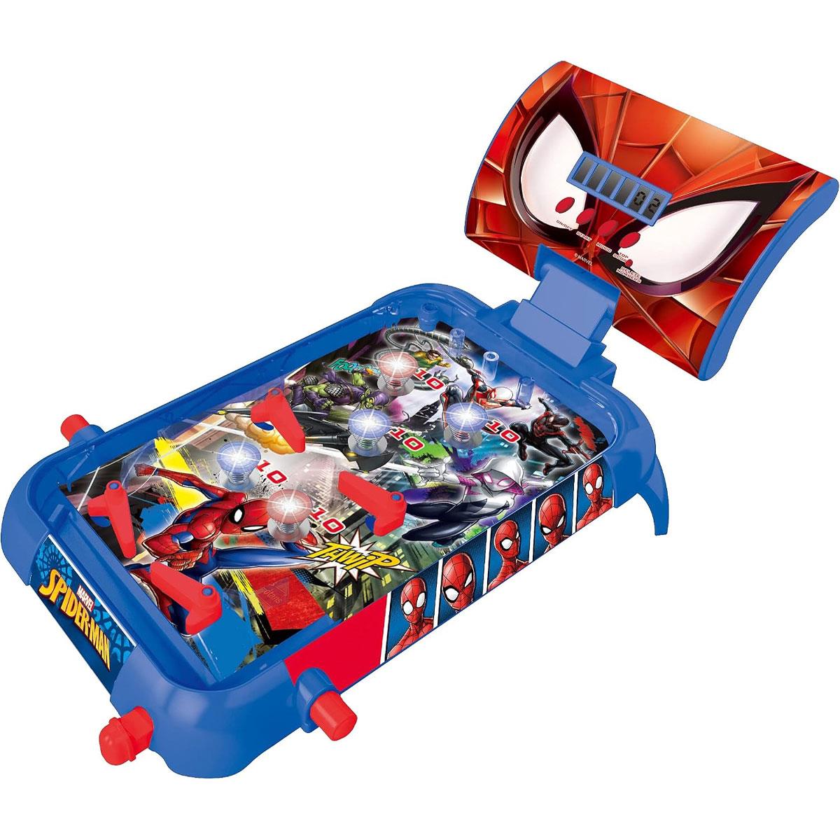 Lexibook Spider-Man Electronic Tabletop Pinball Game LCD Score Sound & Light Effect 4 Flippers 5 Bumpers Blue/Red