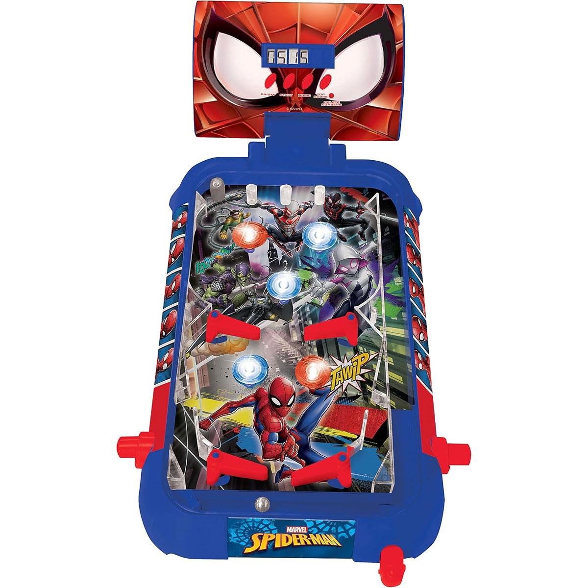 Lexibook Spider-Man Electronic Tabletop Pinball Game LCD Score Sound & Light Effect 4 Flippers 5 Bumpers Blue/Red - Image 3