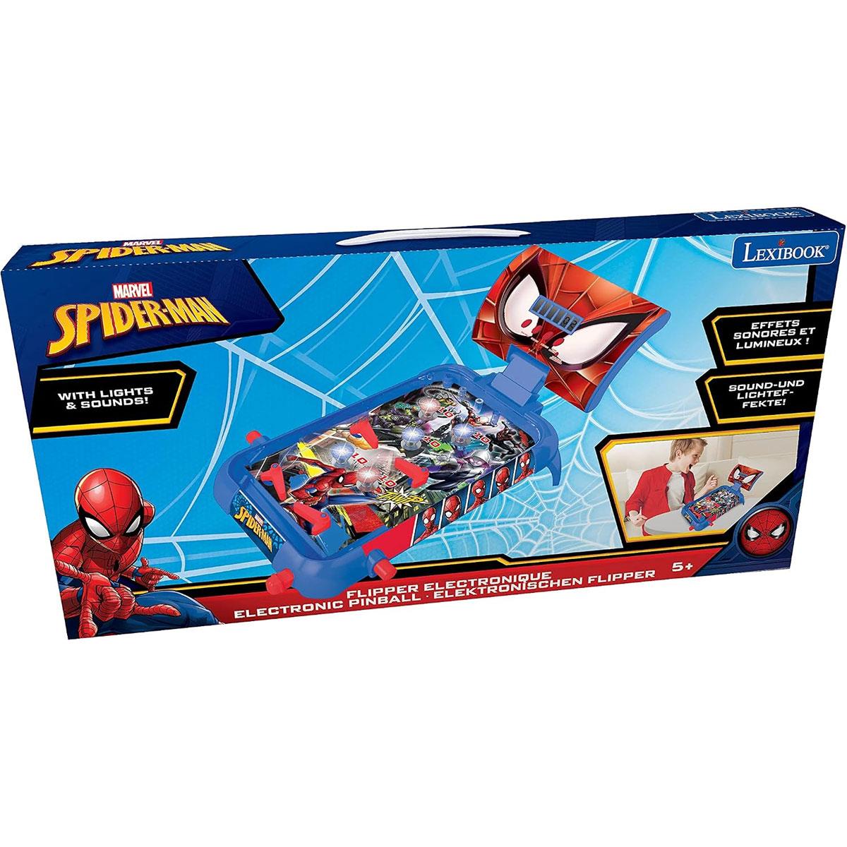 Lexibook Spider-Man Electronic Tabletop Pinball Game LCD Score Sound & Light Effect 4 Flippers 5 Bumpers Blue/Red - Image 4