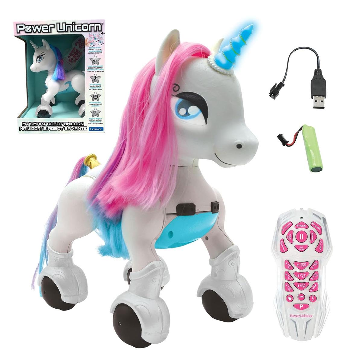 Lexibook Power Unicorn Smart Robotic Toy with Remote Control Programming & Gesture Control White/Pink/Blue