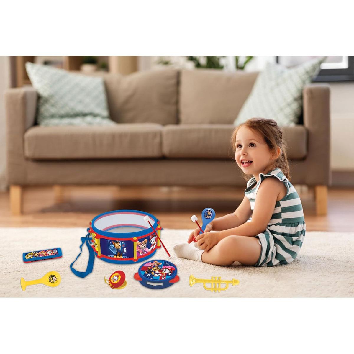 Lexibook Paw Patrol Musical Instrument Set 7-Piece Toy Instruments Drum Maracas Tambourine Harmonica Blue/Yellow - Image 2