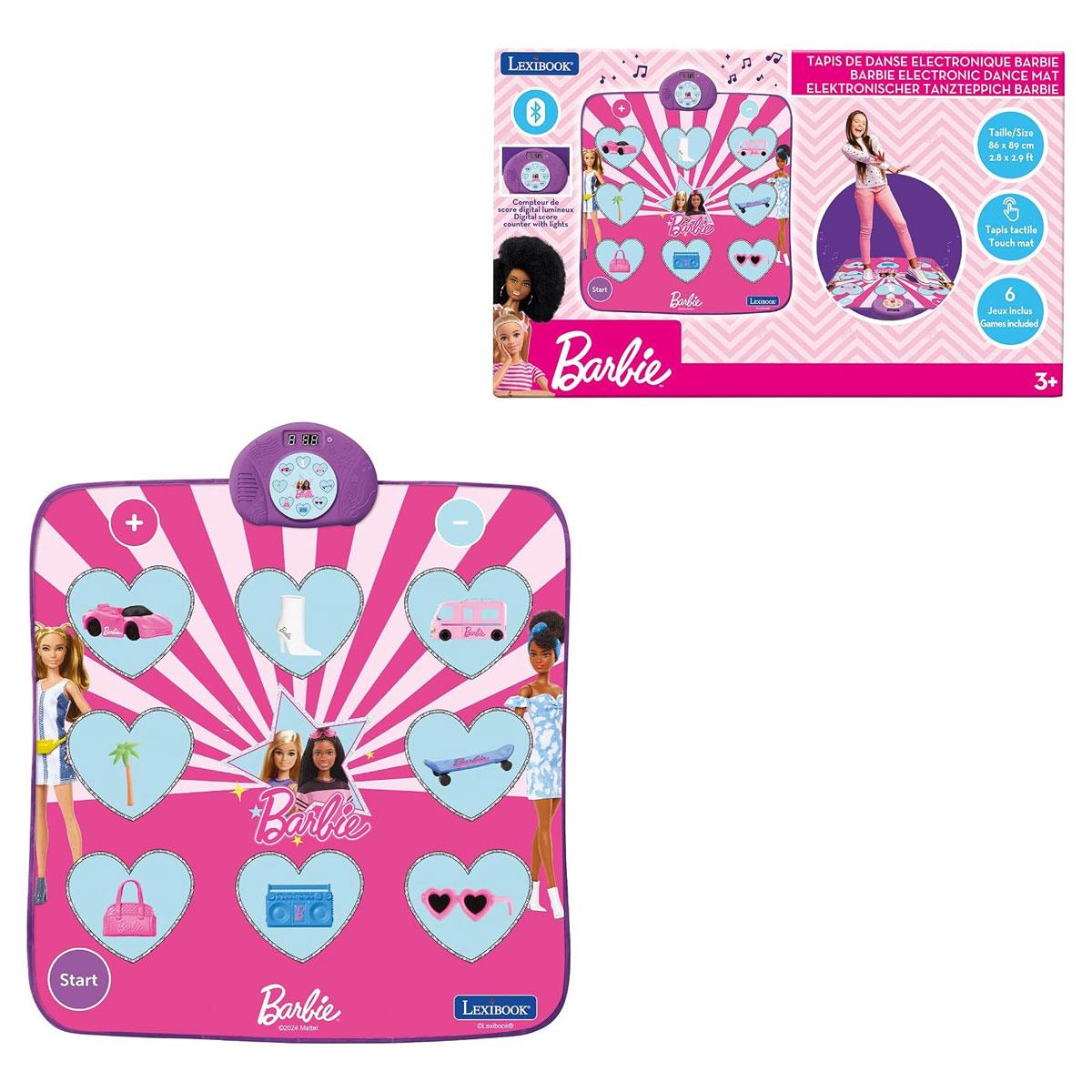 Lexibook Barbie Electronic Dance Mat Bluetooth 6 Game Modes 8 Light-Up Buttons Pink