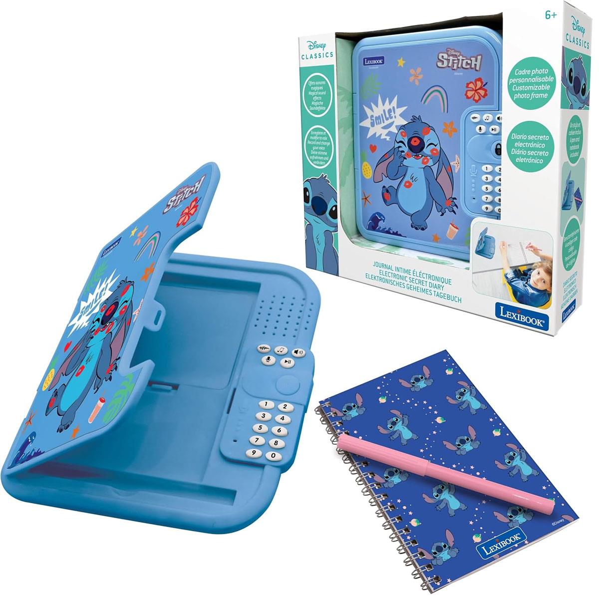 Lexibook Disney Stitch Electronic Diary with Pen Password Protection Voice Recorder Voice Changer & Notebook Blue