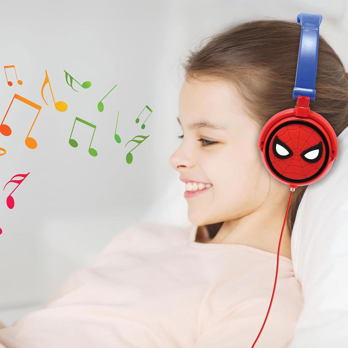Lexibook Spider-Man Kids Stereo Headphones Wired 3.5mm Foldable Adjustable 85dB Volume Limit Red/Blue - Image 2