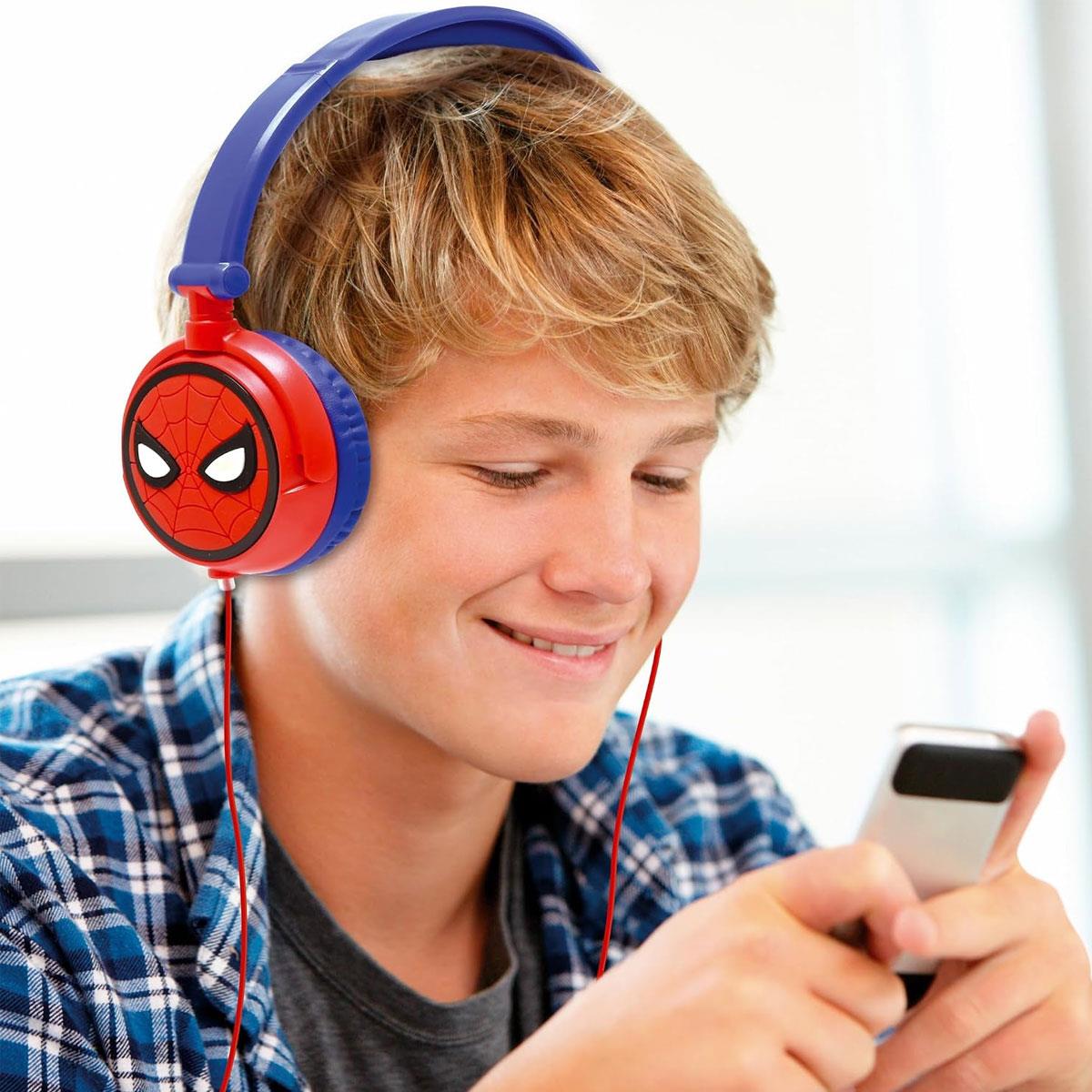 Lexibook Spider-Man Kids Stereo Headphones Wired 3.5mm Foldable Adjustable 85dB Volume Limit Red/Blue - Image 4