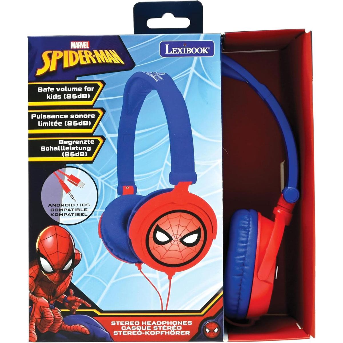 Lexibook Spider-Man Kids Stereo Headphones Wired 3.5mm Foldable Adjustable 85dB Volume Limit Red/Blue - Image 5