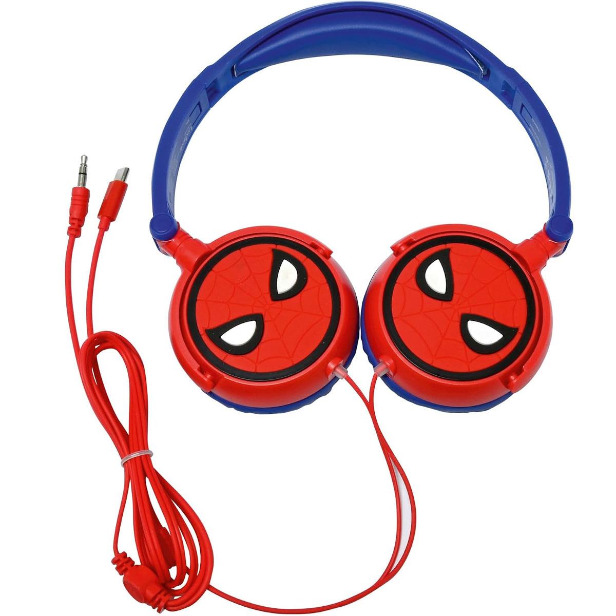 Lexibook Spider-Man Kids Stereo Headphones Wired 3.5mm Foldable Adjustable 85dB Volume Limit Red/Blue - Image 7