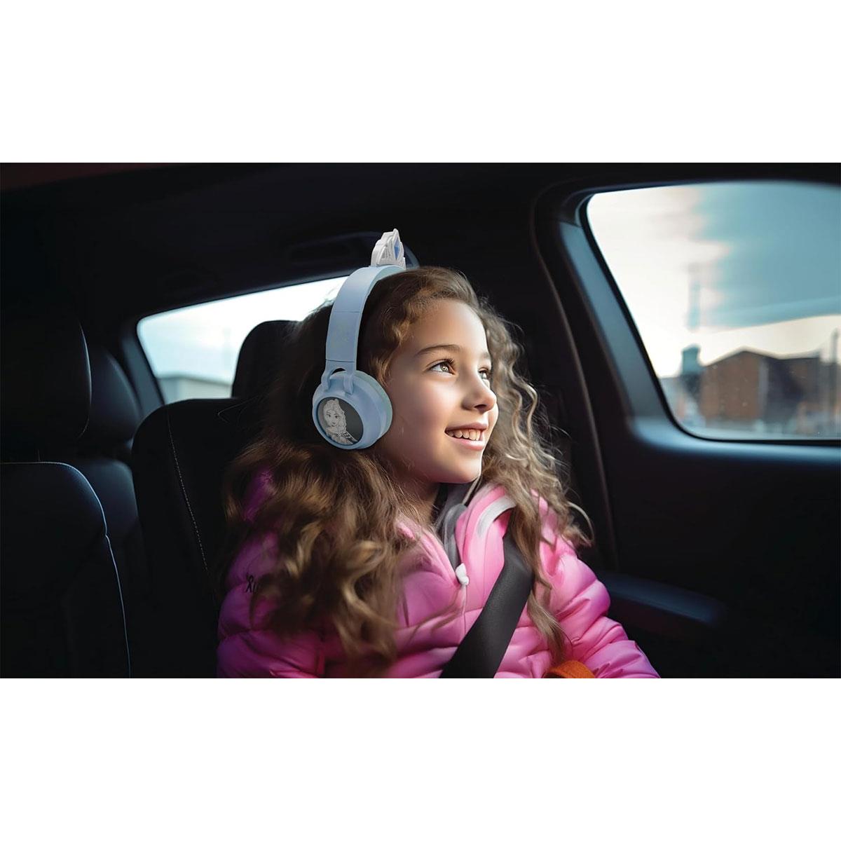 Lexibook Frozen Bluetooth Headphones 2-in-1 Wireless & Wired 85dB Volume Limit LED Lights Blue/White - Image 2