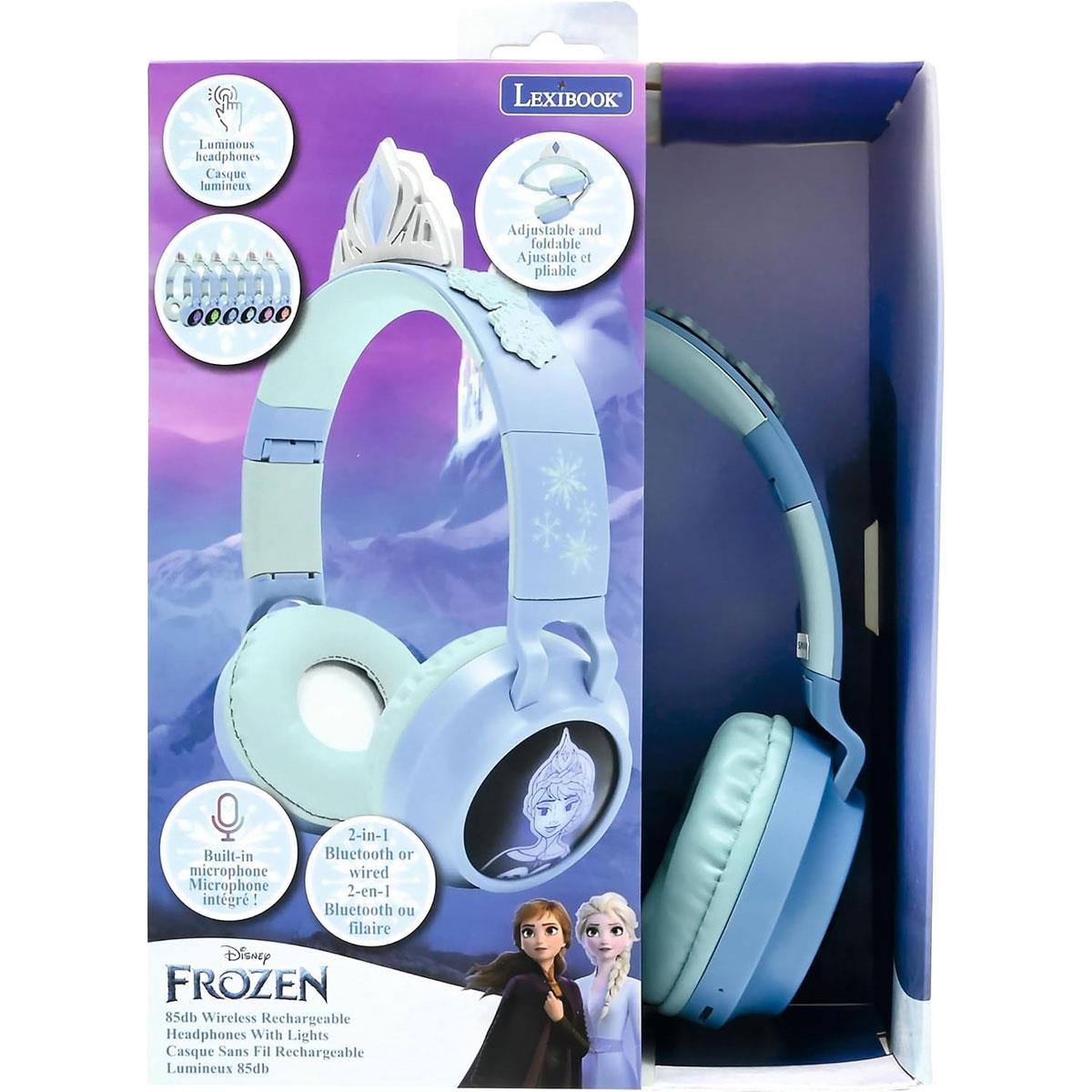 Lexibook Frozen Bluetooth Headphones 2-in-1 Wireless & Wired 85dB Volume Limit LED Lights Blue/White - Image 5