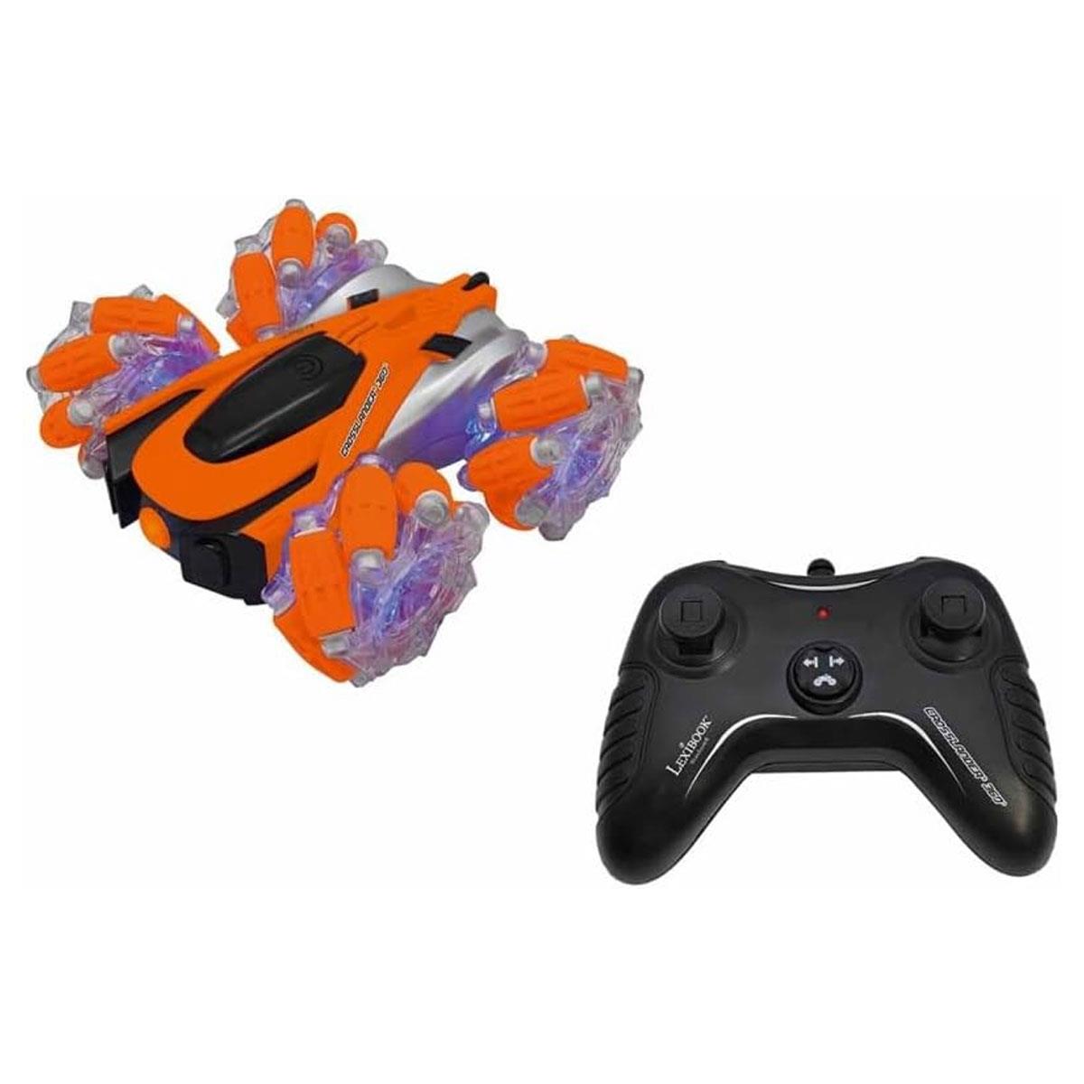 Lexibook Crosslander 360+ RC Stunt Car Rechargeable 2.4GHz Remote Control Drift & 360° Rotation LED Lights Orange/Black 6+