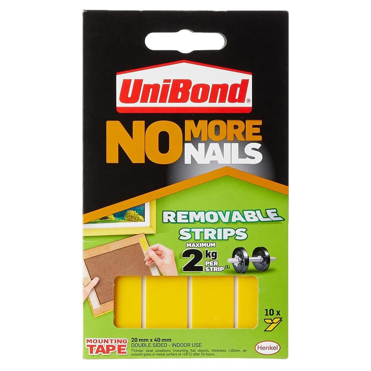 UniBond No More Nails Removable Picture Hanging Strips Translucent Double Sided 10 Pack