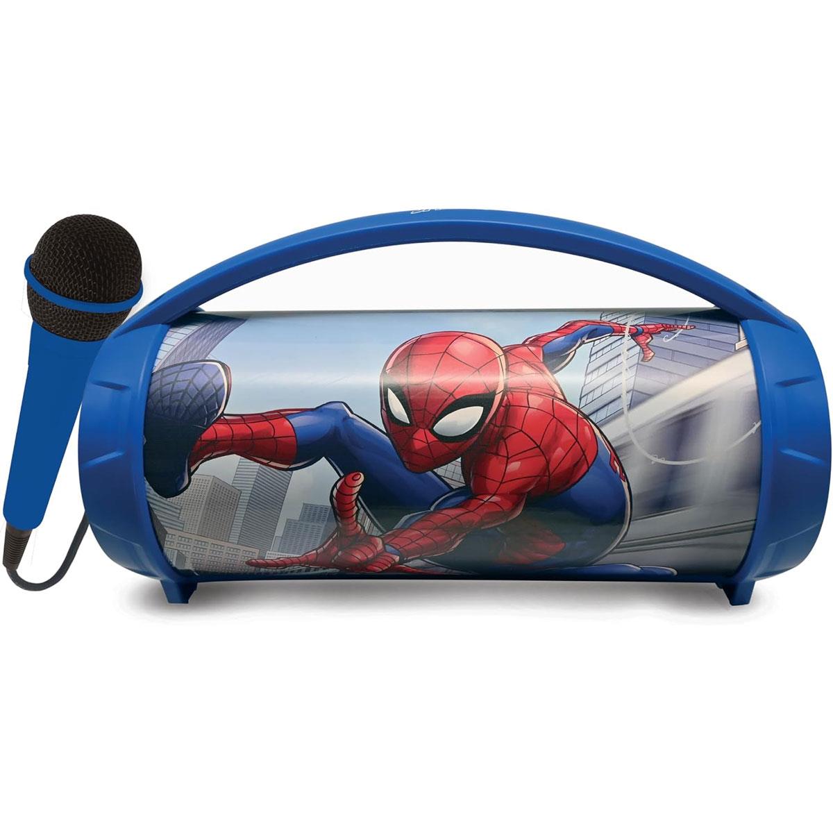 Lexibook Spider-Man Bluetooth Karaoke Speaker with Microphone TWS USB SD Aux-In Multicolour Lights Blue - Image 2