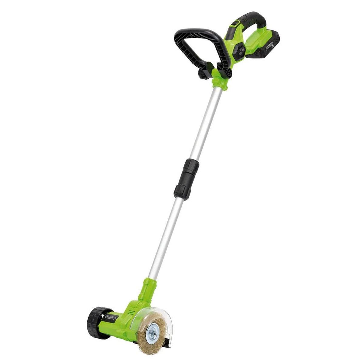 Draper 18V Cordless Weed Remover 115mm with 2.0Ah Li-Ion Battery Charger and Interchangeable Brushes