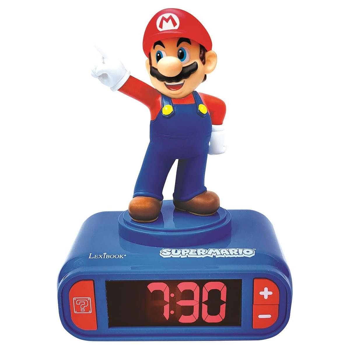 Lexibook Super Mario Digital Alarm Clock with Snooze Sound Effects Backlit LCD Blue/Red