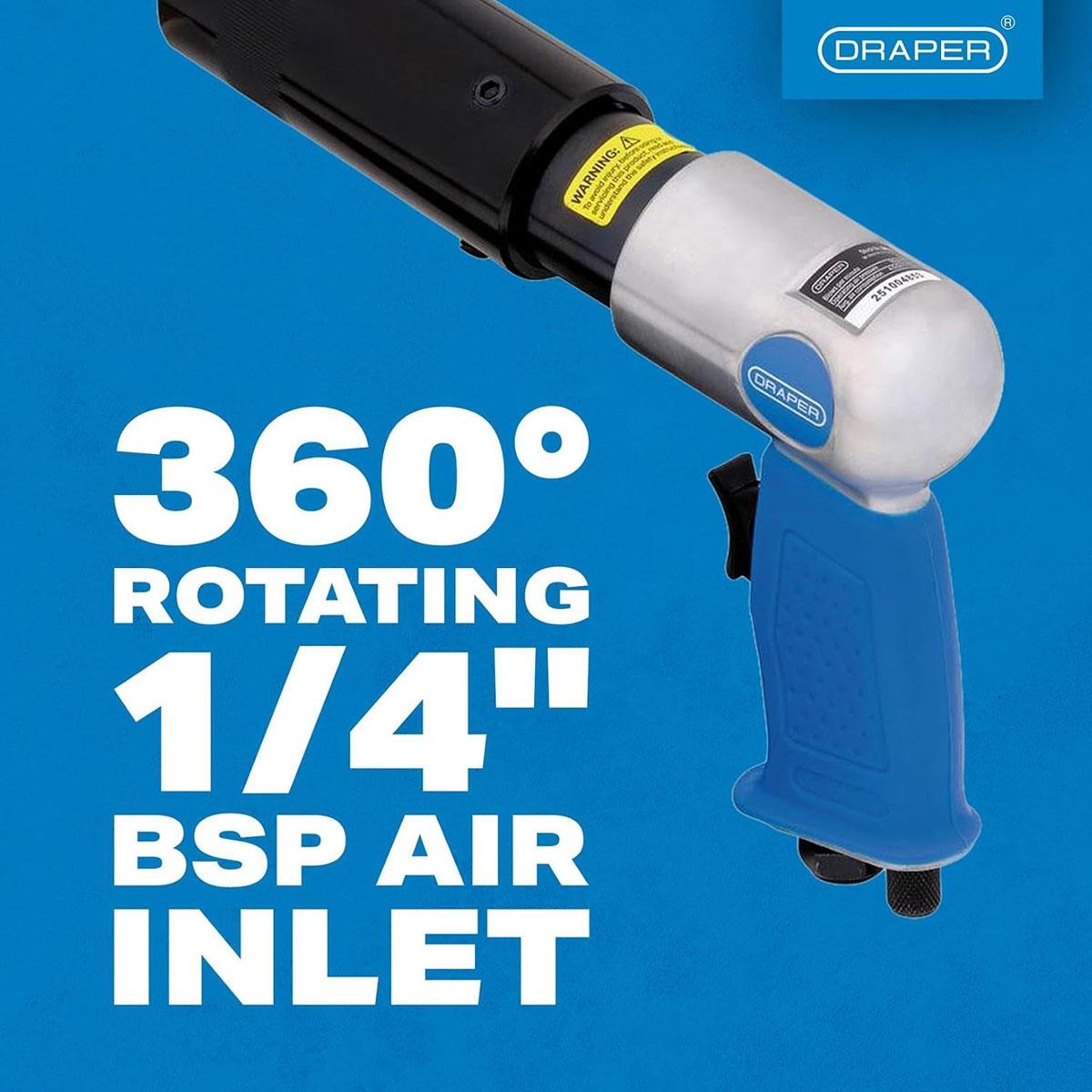 Draper Pneumatic Needle Scaler 19 Needle 3mm x 180mm Aluminium Housing 4,500bpm 90psi - Image 4