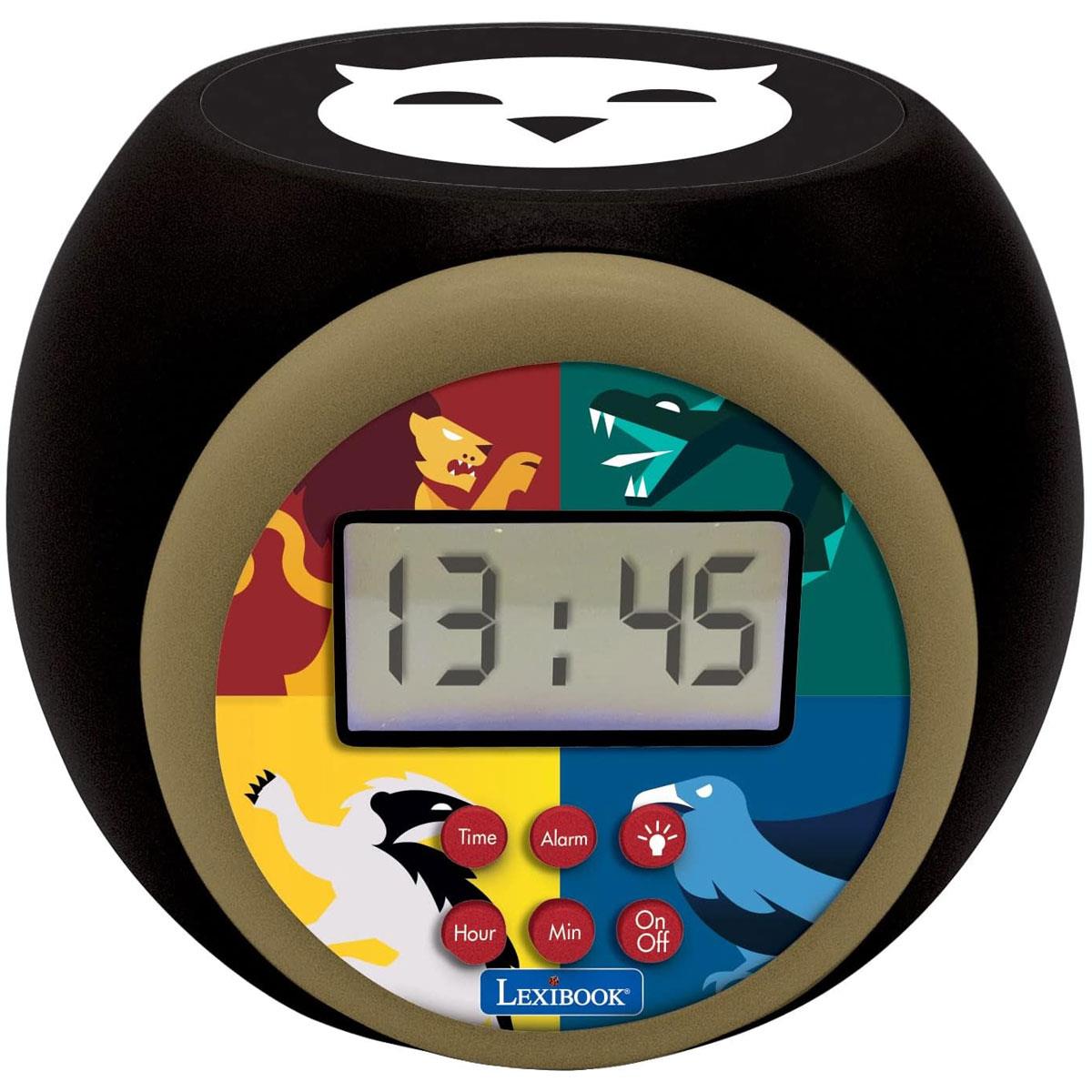 Lexibook Harry Potter Projector Alarm Clock Digital LCD Night Light 3-Color Ceiling Projection Black