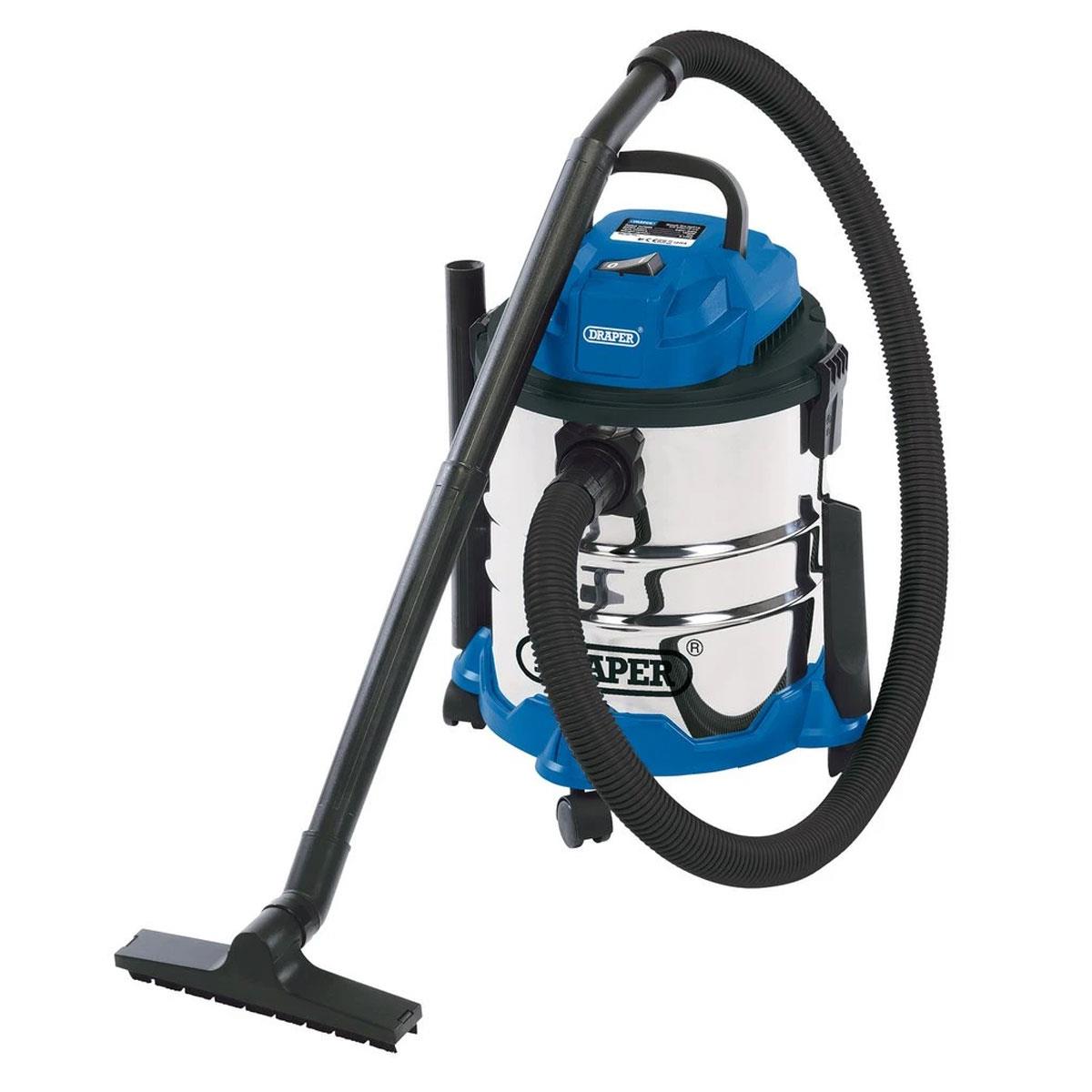Draper 1250W Wet and Dry Vacuum Cleaner 20L Stainless Steel Tank 230V with Blower Function