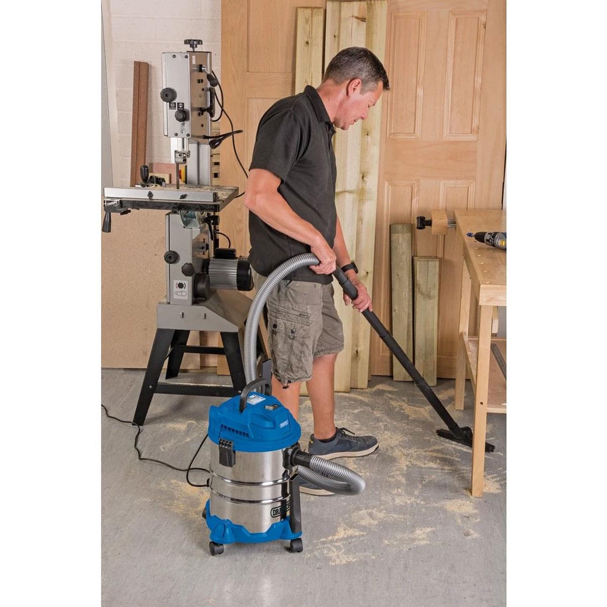Draper 1250W Wet and Dry Vacuum Cleaner 20L Stainless Steel Tank 230V with Blower Function - Image 3