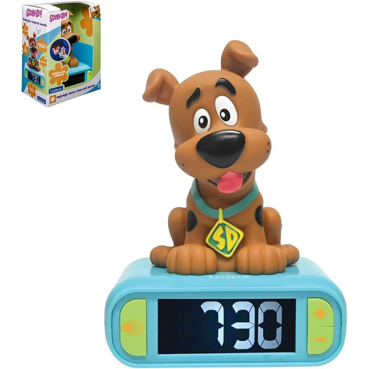 Lexibook Scooby-Doo Kids Digital Alarm Clock with LED Night Light LCD Backlit Display Snooze 6 Ringtones Brown/Blue