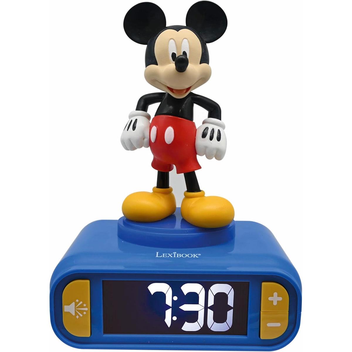 Lexibook Disney Mickey Nightlight Alarm Clock LCD Backlit Screen 6 Sounds Snooze Blue