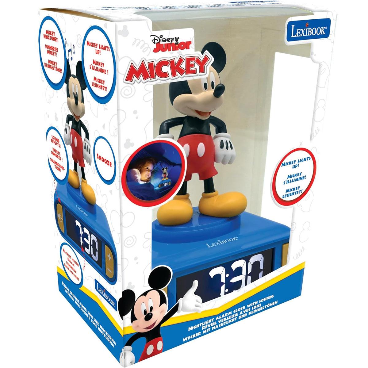 Lexibook Disney Mickey Nightlight Alarm Clock LCD Backlit Screen 6 Sounds Snooze Blue - Image 4