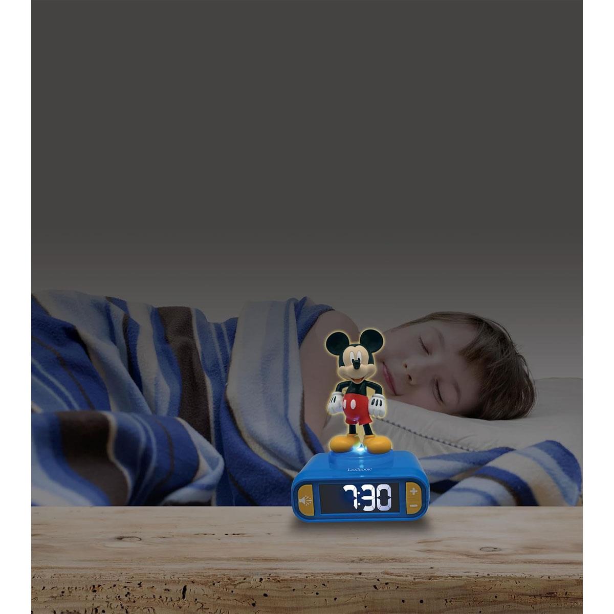 Lexibook Disney Mickey Nightlight Alarm Clock LCD Backlit Screen 6 Sounds Snooze Blue - Image 5