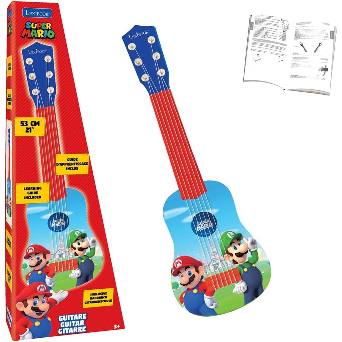 Lexibook Super Mario & Luigi My First Guitar 53cm Plastic Guitar with 6 Nylon Strings & Learning Guide Blue/Red