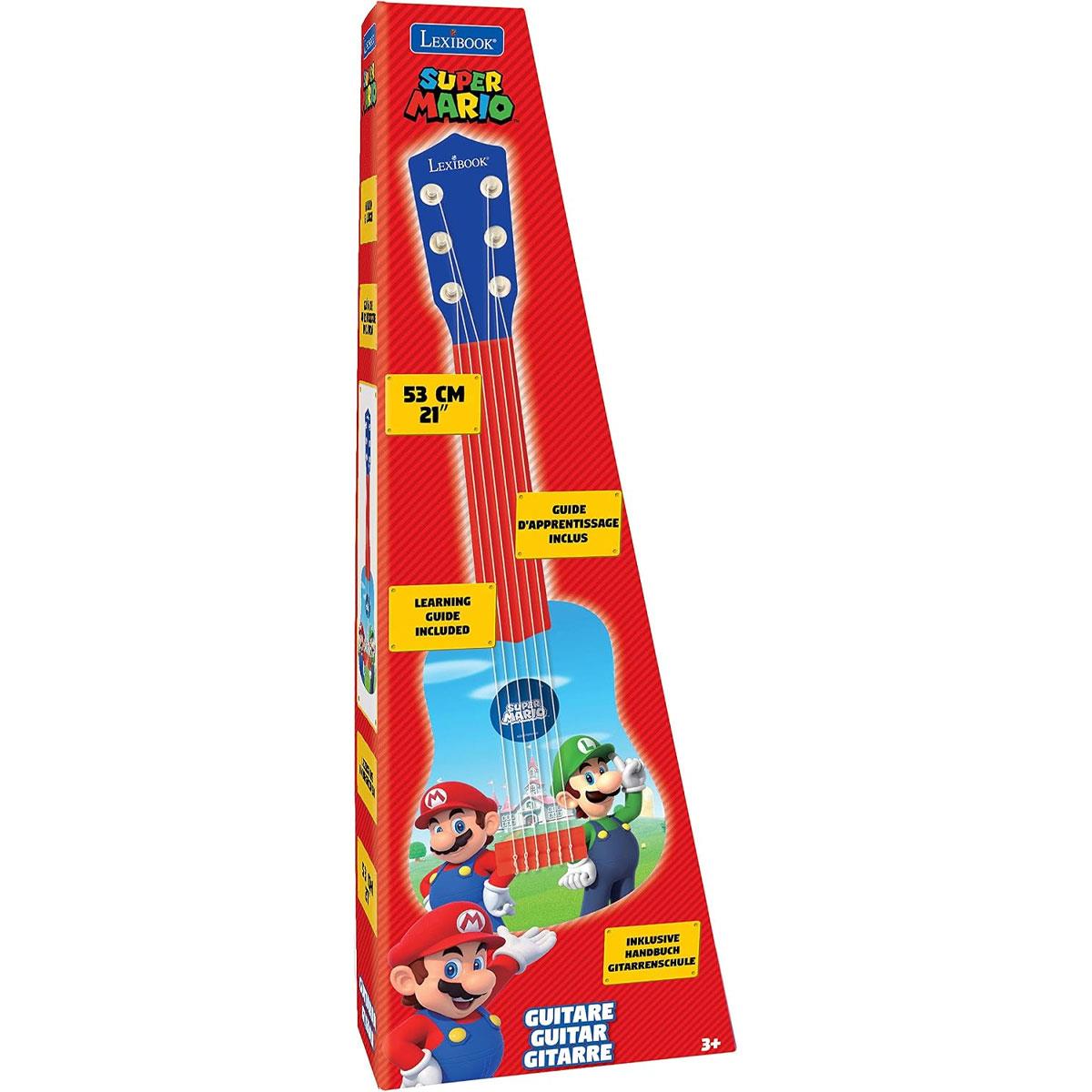 Lexibook Super Mario & Luigi My First Guitar 53cm Plastic Guitar with 6 Nylon Strings & Learning Guide Blue/Red - Image 6