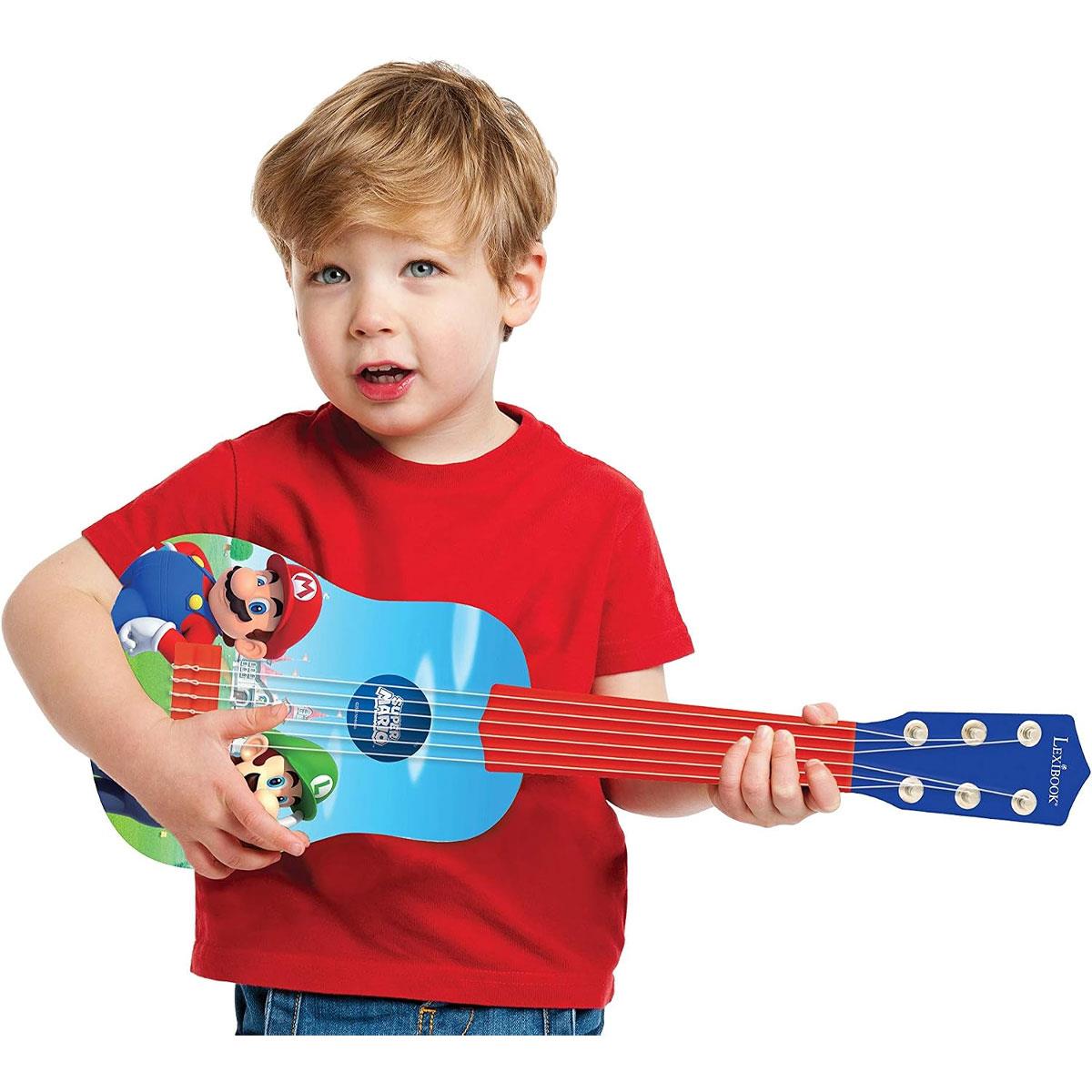 Lexibook Super Mario & Luigi My First Guitar 53cm Plastic Guitar with 6 Nylon Strings & Learning Guide Blue/Red - Image 7