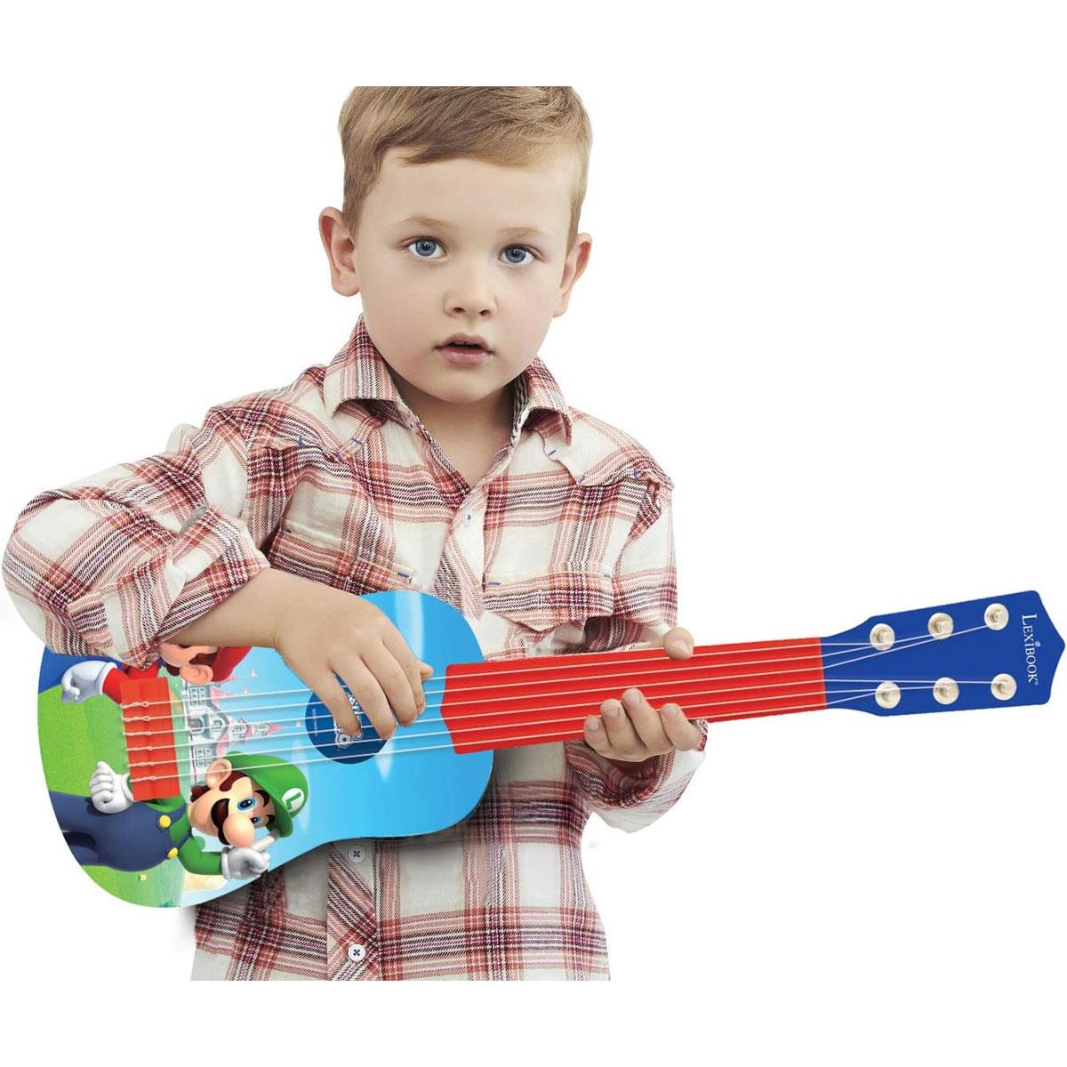 Lexibook Super Mario & Luigi My First Guitar 53cm Plastic Guitar with 6 Nylon Strings & Learning Guide Blue/Red - Image 8