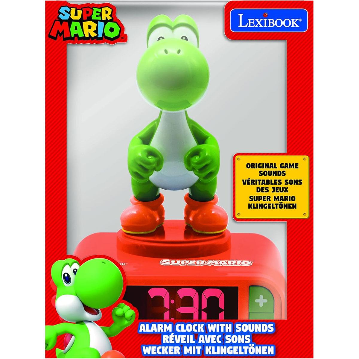 Lexibook Nintendo Super Mario Kids Alarm Clock with Yoshi Digital LCD Sound Effects Snooze Orange/Green - Image 5