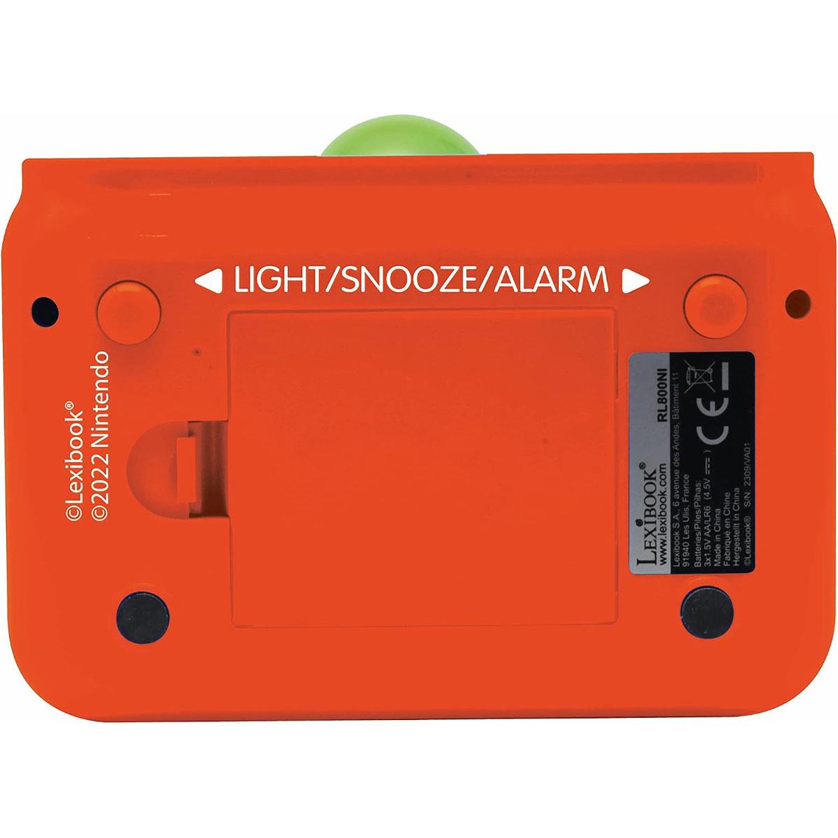 Lexibook Nintendo Super Mario Kids Alarm Clock with Yoshi Digital LCD Sound Effects Snooze Orange/Green - Image 7