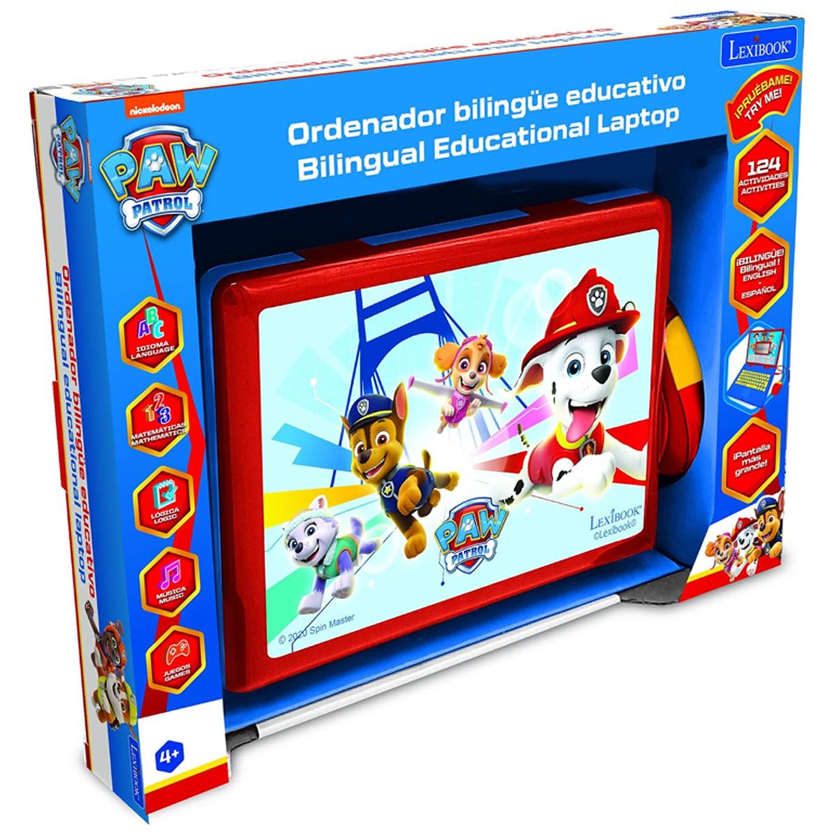 Lexibook Paw Patrol Bilingual Educational Laptop Toy Spanish English 124 Activities Chase Marshall Red Blue - Image 4