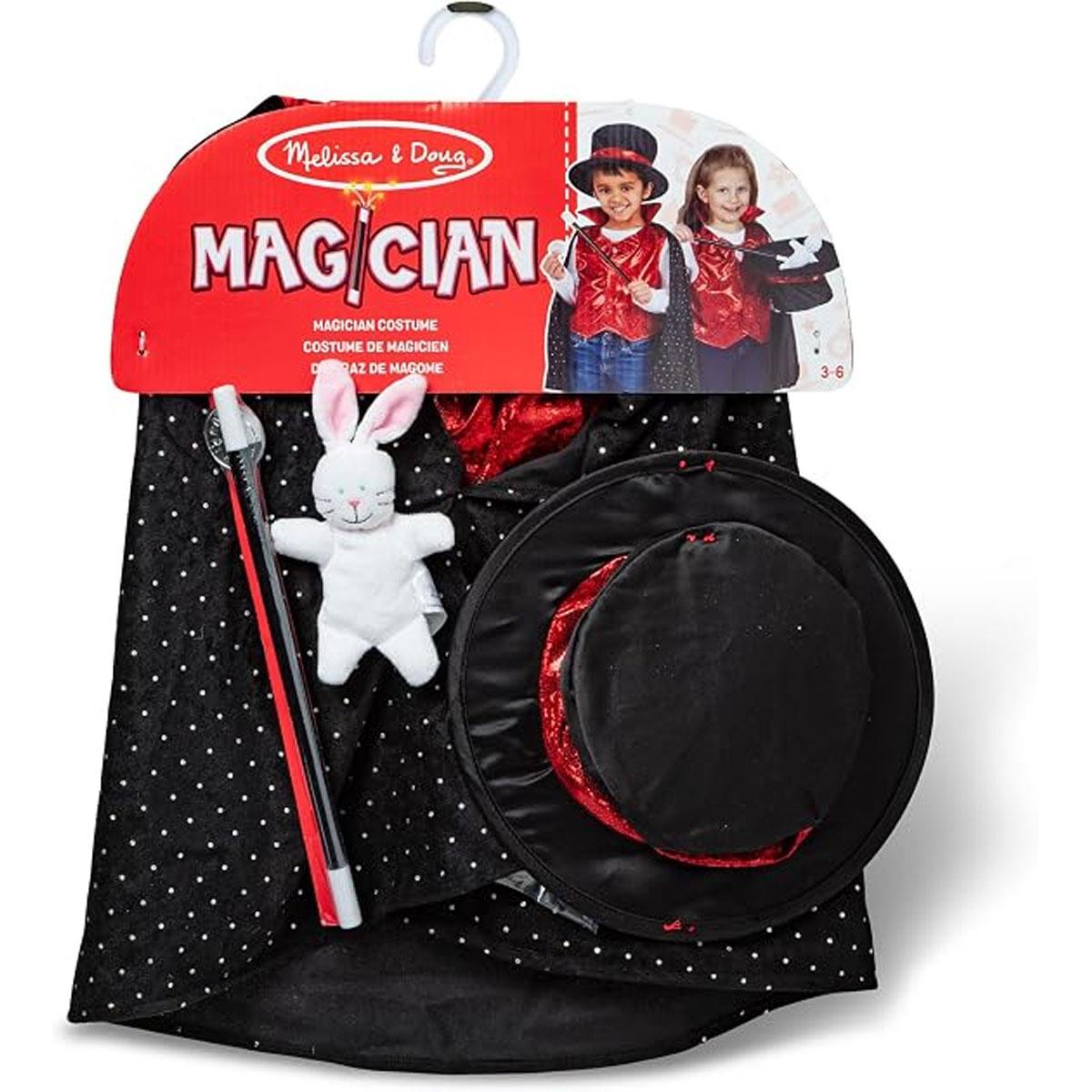 Melissa & Doug Magician Costume Role Play Set, Kids Dress-Up Outfit with Cape Vest Top Hat Wand & Magic Tricks Ages 3-6 - Image 3