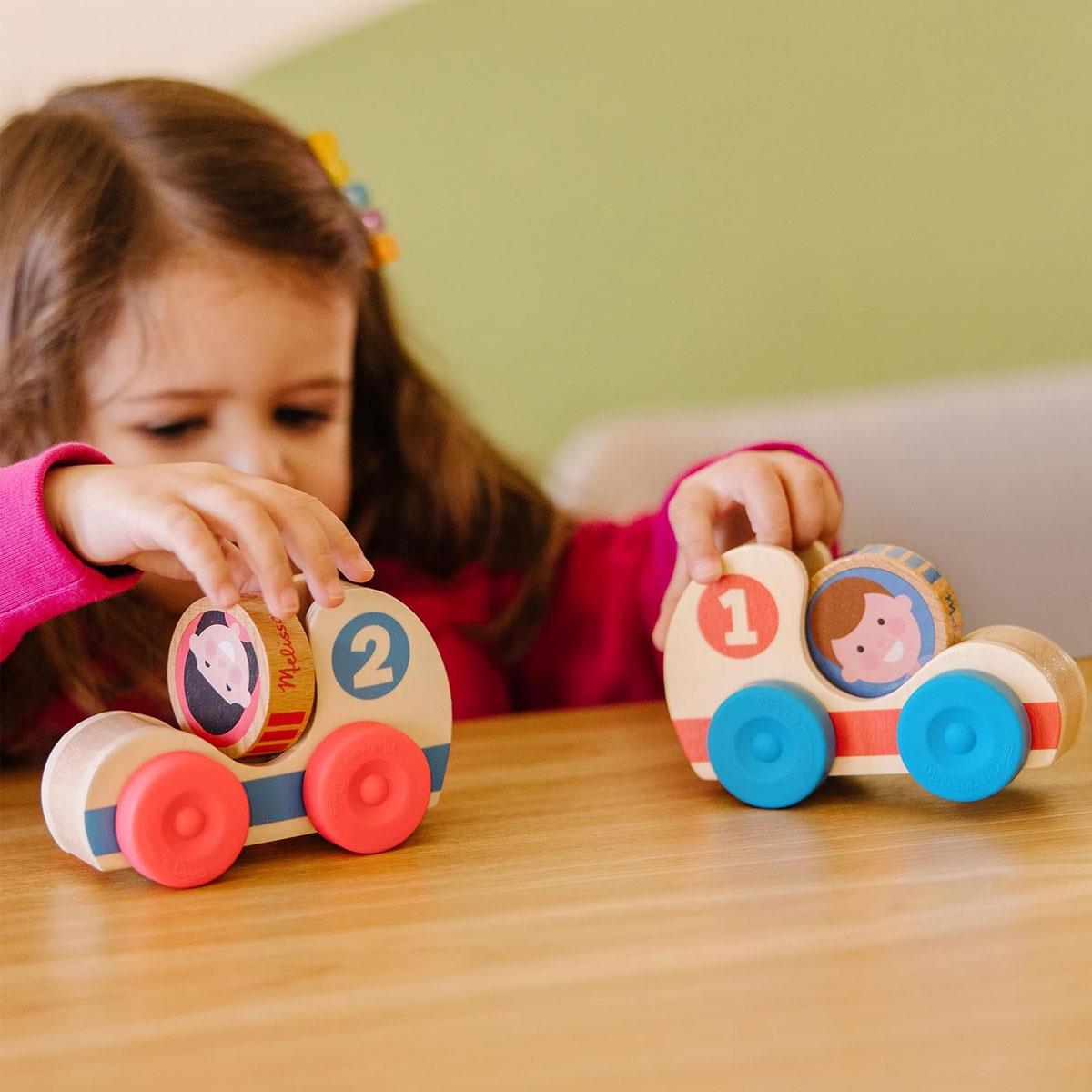 Melissa & Doug GO Tots Wooden Race Cars 2 Cars & 2 Spinning Character Discs FSC Certified Multicolor Ages 1-2 - Image 3