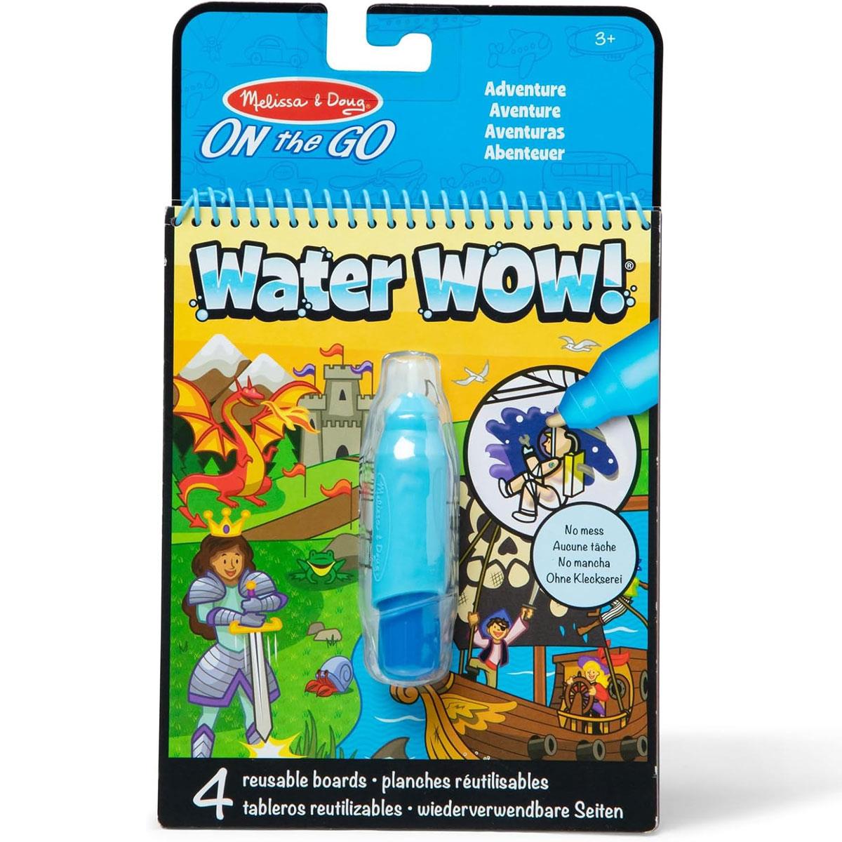 Melissa & Doug Water WOW! Adventure Reusable Water-Reveal Activity Pad with Pen 4 Pages Travel Book Ages 3+