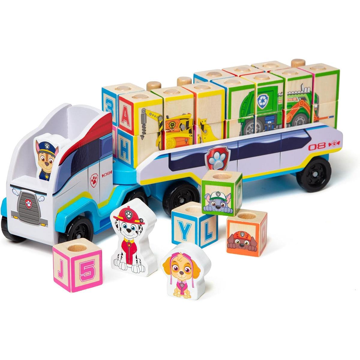 Melissa & Doug PAW Patrol Wooden ABC Block Truck with 33 Pieces Alphabet & Number Blocks Multicolor Ages 3+