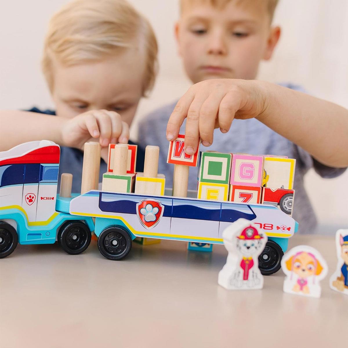 Melissa & Doug PAW Patrol Wooden ABC Block Truck with 33 Pieces Alphabet & Number Blocks Multicolor Ages 3+ - Image 2