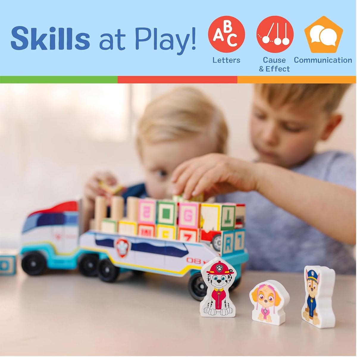 Melissa & Doug PAW Patrol Wooden ABC Block Truck with 33 Pieces Alphabet & Number Blocks Multicolor Ages 3+ - Image 5