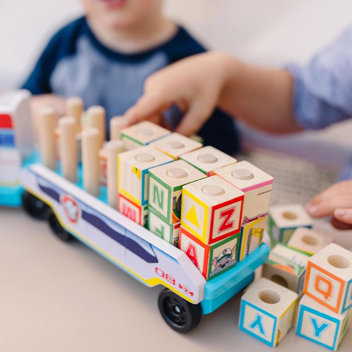 Melissa & Doug PAW Patrol Wooden ABC Block Truck with 33 Pieces Alphabet & Number Blocks Multicolor Ages 3+ - Image 6