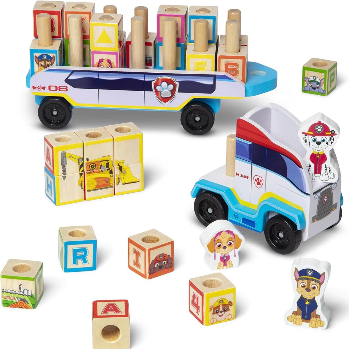 Melissa & Doug PAW Patrol Wooden ABC Block Truck with 33 Pieces Alphabet & Number Blocks Multicolor Ages 3+ - Image 7