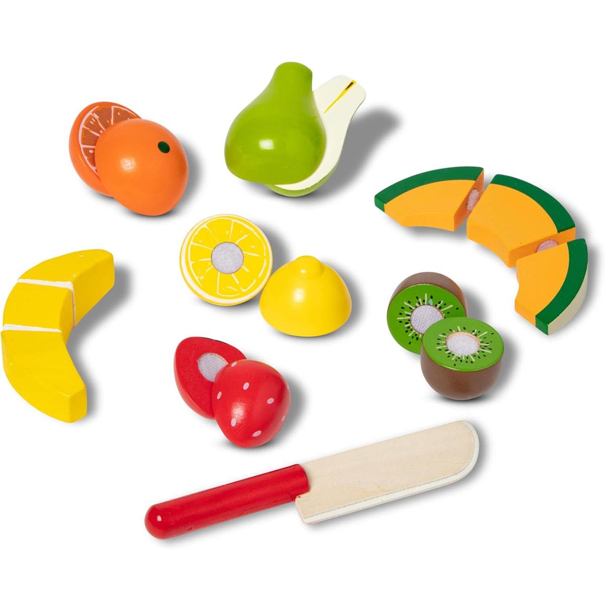 Melissa & Doug Wooden Cutting Fruit Pretend Play Food Set 17-Piece Multicolor Fruit Toy with Wooden Knife Age 3+ - Image 5