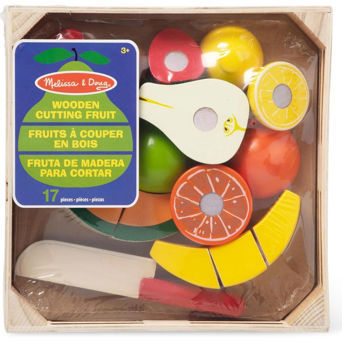 Melissa & Doug Wooden Cutting Fruit Pretend Play Food Set 17-Piece Multicolor Fruit Toy with Wooden Knife Age 3+ - Image 7