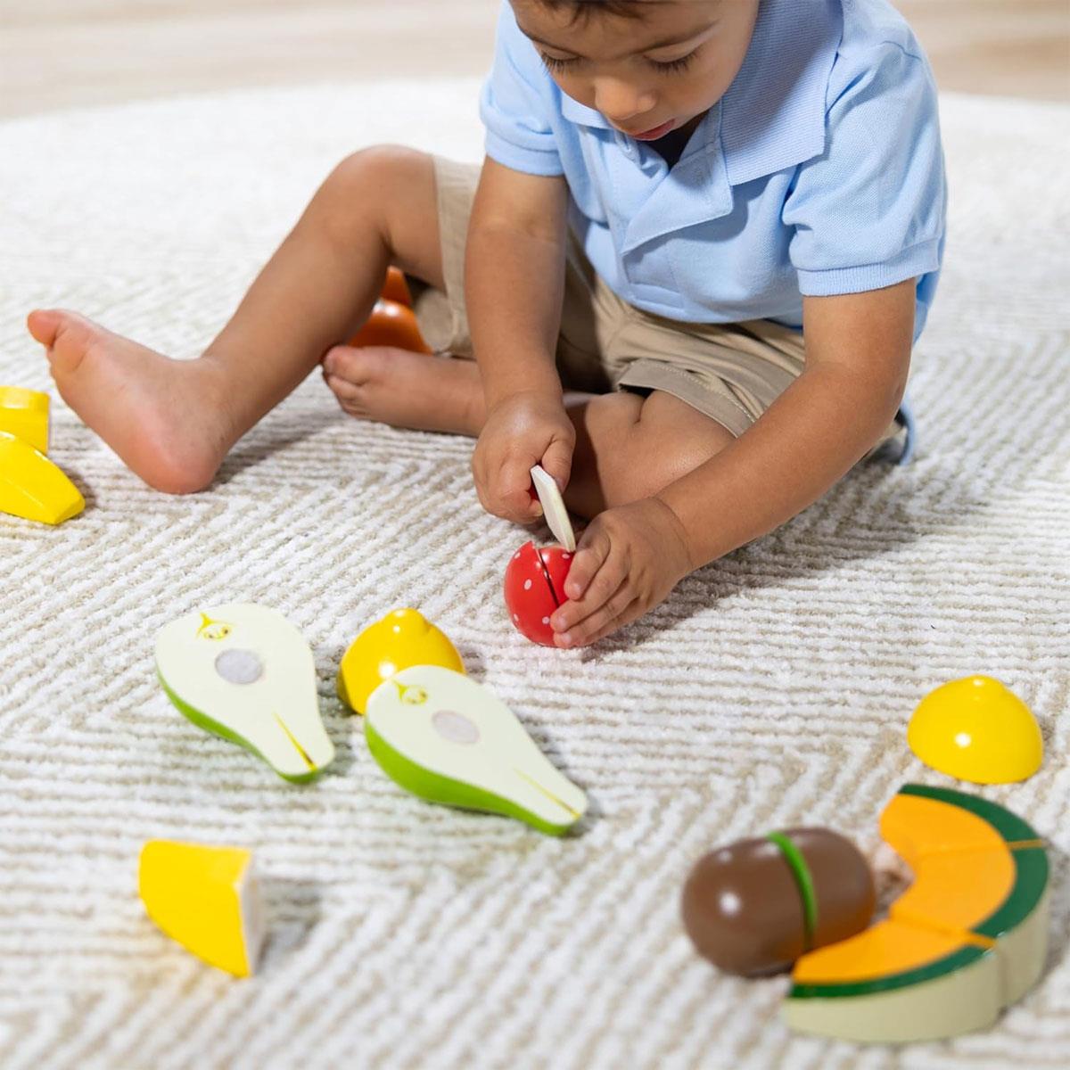 Melissa & Doug Wooden Cutting Fruit Pretend Play Food Set 17-Piece Multicolor Fruit Toy with Wooden Knife Age 3+ - Image 8