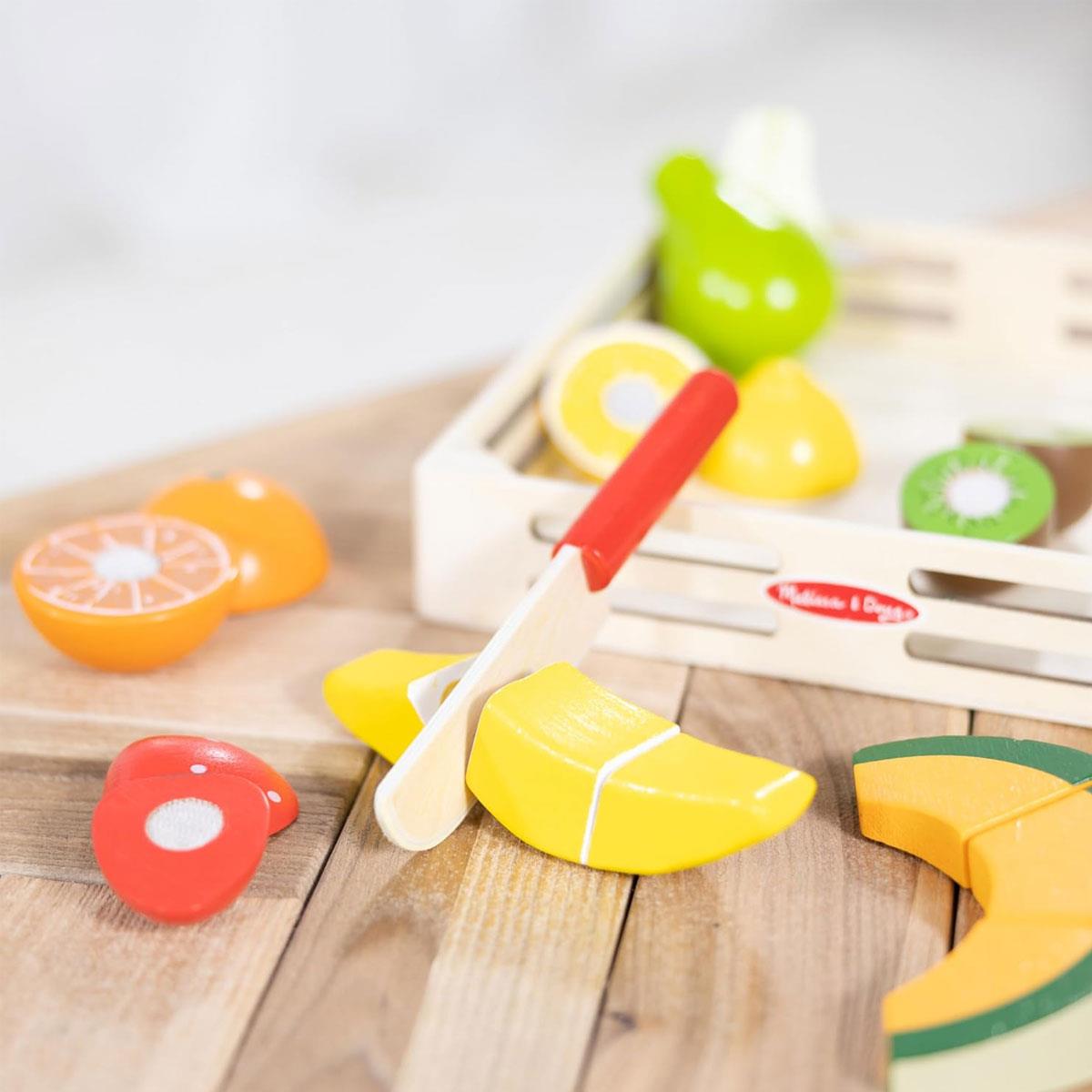 Melissa & Doug Wooden Cutting Fruit Pretend Play Food Set 17-Piece Multicolor Fruit Toy with Wooden Knife Age 3+ - Image 10