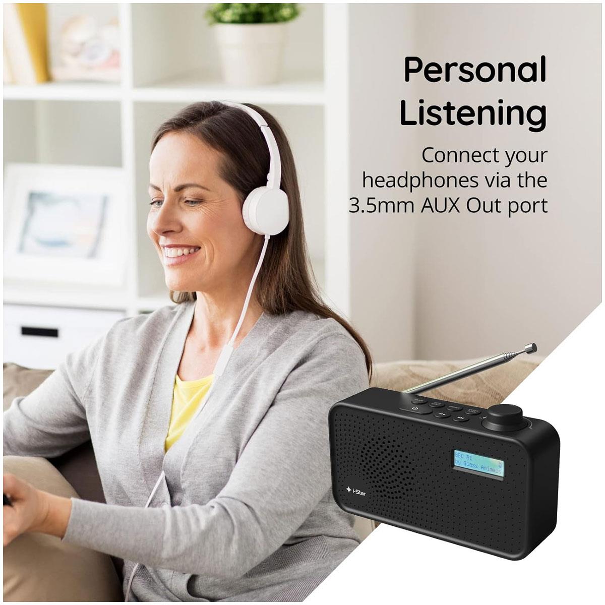 i-Star Portable DAB/DAB+ FM Digital Radio - Black 1200mAh Battery USB Charging LCD Display 60 Presets - Image 5