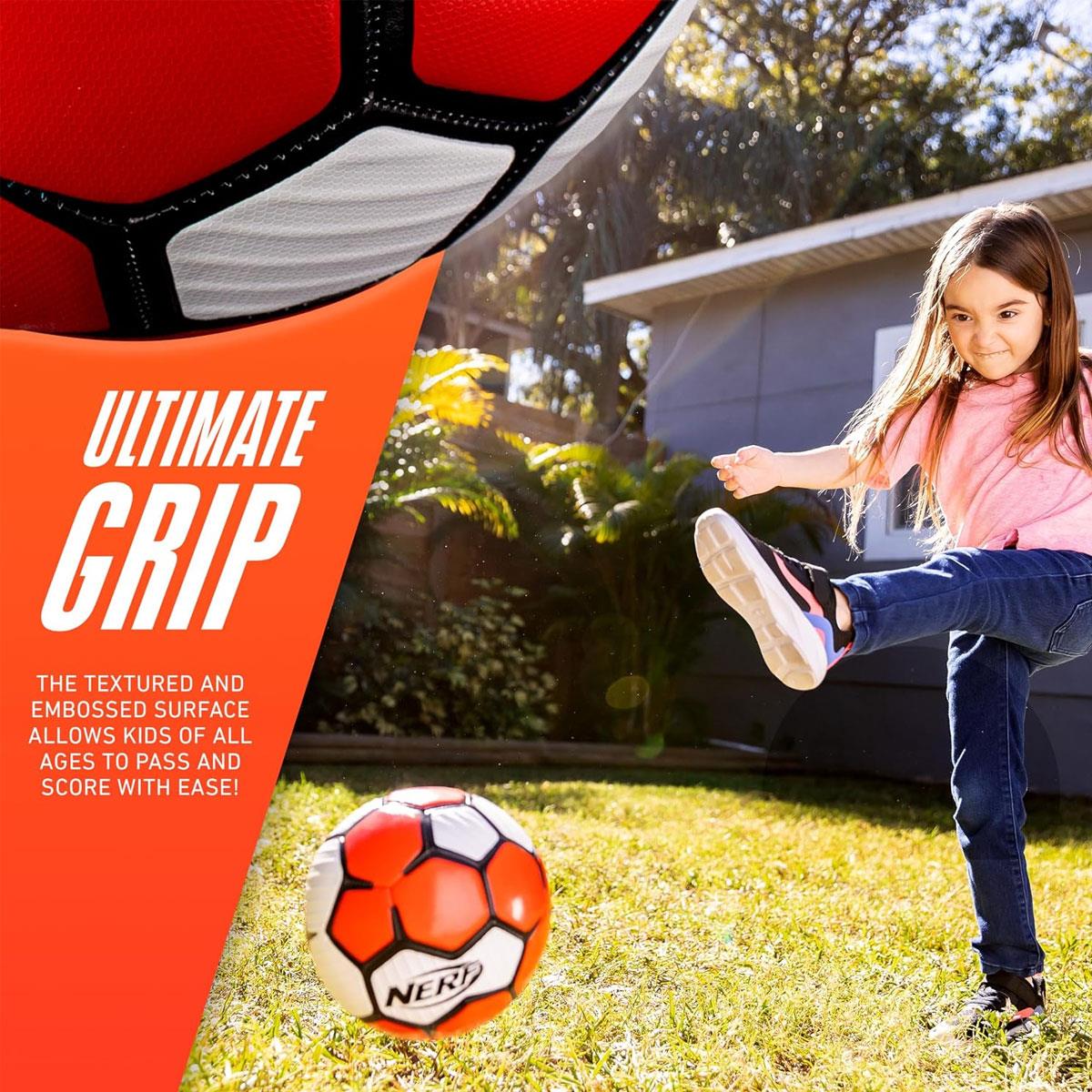 Nerf Proshot Kids Soccer Ball Size 3 Soft PVC Youth Indoor Outdoor Red/White/Black with Air Pump - Image 3