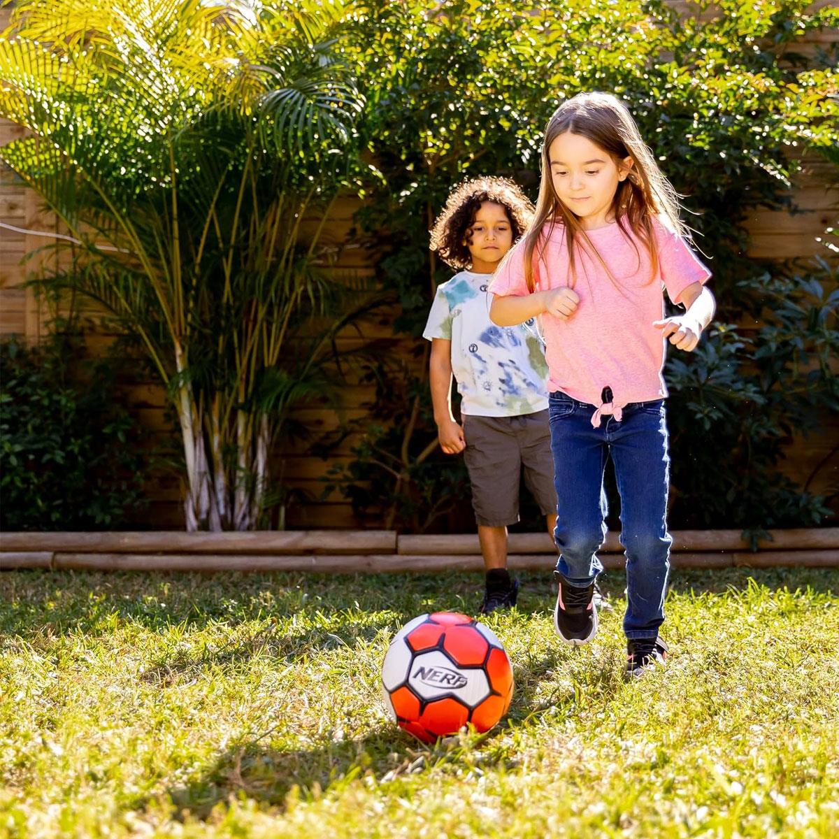 Nerf Proshot Kids Soccer Ball Size 3 Soft PVC Youth Indoor Outdoor Red/White/Black with Air Pump - Image 6