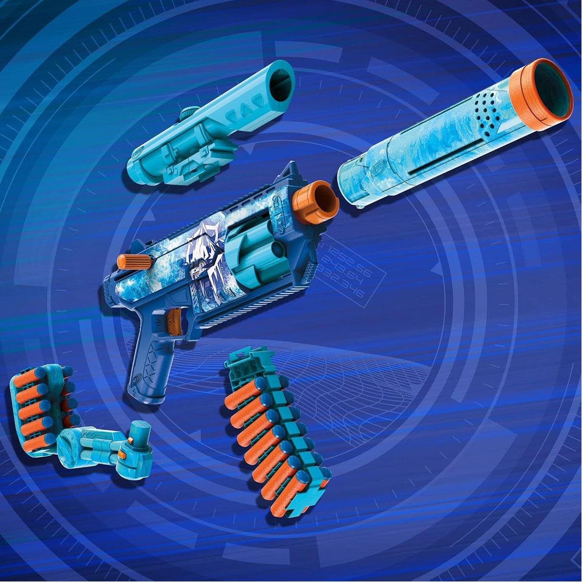 Nerf Loadout FrostFusion Blaster with 4 Interchangeable Attachments and 30 N1 Darts Blue - Image 2